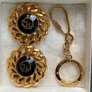 St John clip earrings and key chain
